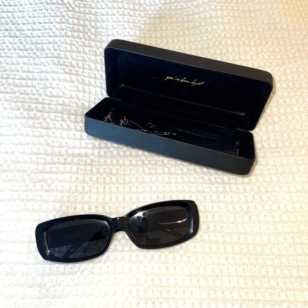 Sol Kyst Wide Integrity Black Rectangular Sunglasses
